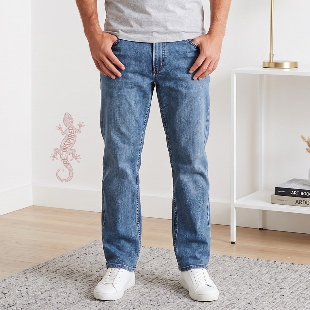 Lee Relaxed Fit Jeans Mens 40x34 Blue Denim Straight Leg Casual Workwear Pants